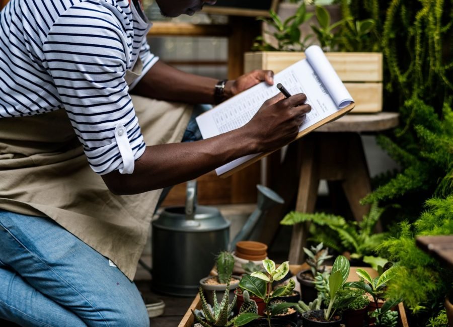 A farmer presenting a proposal to an investor